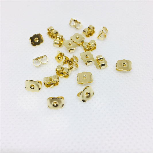 100PCS 18K Gold Filled Earring Backs Butterfly Square Ear Stoppers White Gold Mental Replacement For Jewelry Making DIY Earrings Backs Doki Decor 14K Gold  