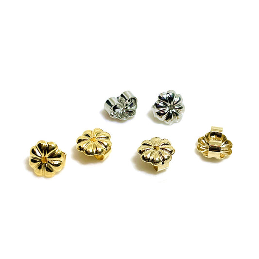 100PCS 14K 18K Gold Filled Earring Backs Flower Ear Stoppers White Gold Mental Replacement For Jewelry Making DIY Earrings Backs Doki Decor   