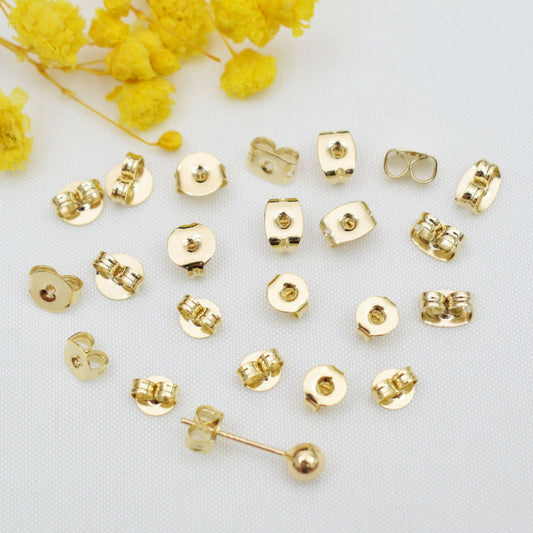100PCS 18K Gold Filled Earring Backs Square Round Butterfly Ear Stoppers White Gold Silver Rose Gold Replacement For Jewelry Making DIY Earrings Backs Doki Decor   