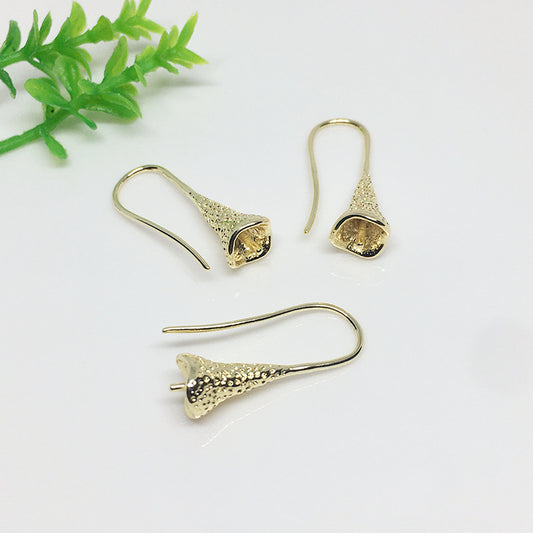 10PCS 14K 18K Gold Filled Earring Hooks Particle Bulge Pearl Beads Tray White Gold Silver For Jewelry Making Earrings Hooks Doki Decor   