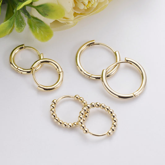 10PCS 14K 18K Gold Filled Earring Hoops Smooth Beads Circle Lever Back Round Beading Hoop White Gold Rose Gold For Jewelry Making Earrings Hoops Doki Decor   