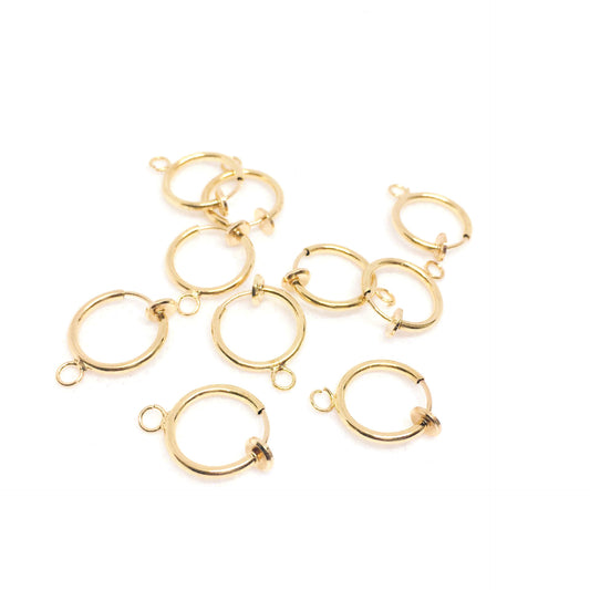 10PCS 14K 18K Gold Filled Hoop Clip-On Earring Converter Findings Components Pads White Gold Rose Gold Silver Black Clip-On Earrings Doki Decor   