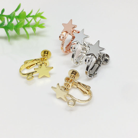 10PCS 14K 18K Gold Filled Star Screw Clip-On Earring Converter Findings Components Flat Earring Pads Silver White Gold Rose Gold Clip-On Earrings Doki Decor   