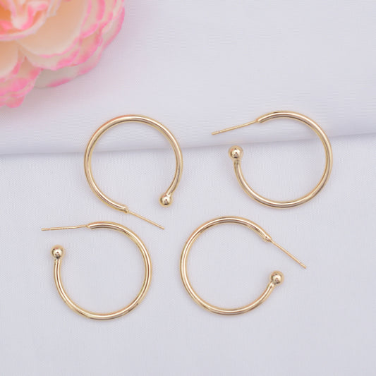 10PCS 14K Gold Filled 925 Sterling Sivler Earring Studs Large Hoops Smooth With Loop White Gold Earring Posts Blank For Jewelry Supplies Earrings Studs Doki Decor   