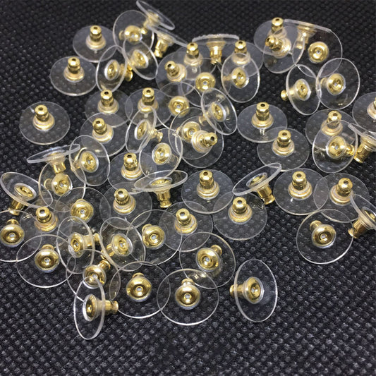 100PCS 14K Gold Filled Earring Backs Bullet Plastic Round Ear Stoppers White Gold Rose Gold Replacement For Jewelry Making DIY Earrings Backs Doki Decor 14K Gold  