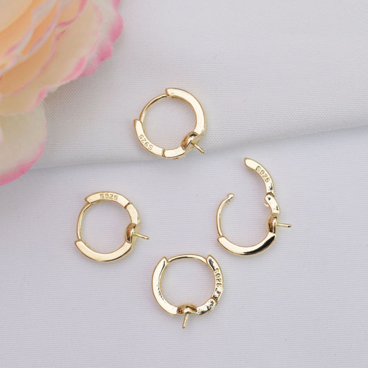 10PCS 14K Gold Filled Earring Hoops 925 Sterling Silver Pearl Tray Lever Back Beading Hoop Round For Jewelry Making Earrings Hoops Doki Decor   