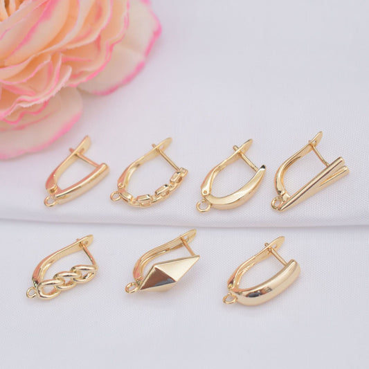 10PCS 14K Gold Filled Earring Hoops U Type With Loop Dangle Lever Back Beading Hoop White Gold For Jewelry Making Earrings Hoops Doki Decor   