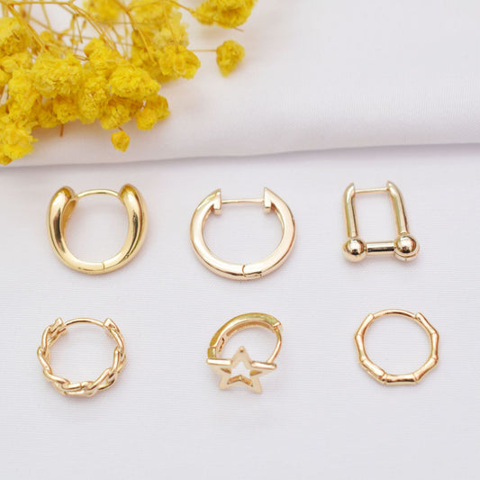 10PCS 14K Gold Filled Earring Hoops Star Twist Beads Lever Back Beading Hoop Round For Jewelry Making Earrings Hoops Doki Decor   