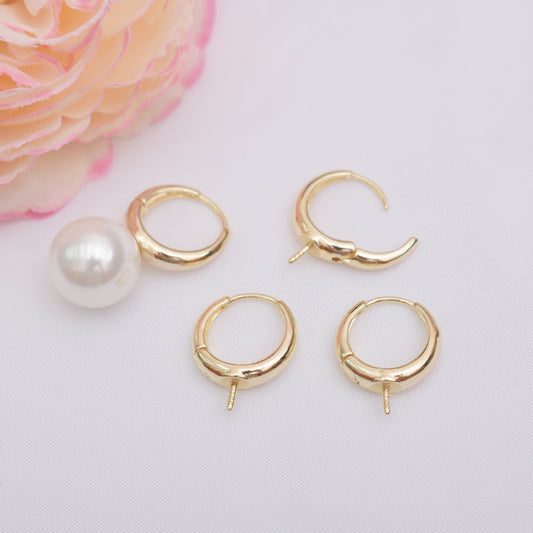10PCS 14K Gold Filled Earring Hoops Pearl Tray Thick Lever Back Beading Hoop White Gold For Jewelry Making Earrings Hoops Doki Decor   