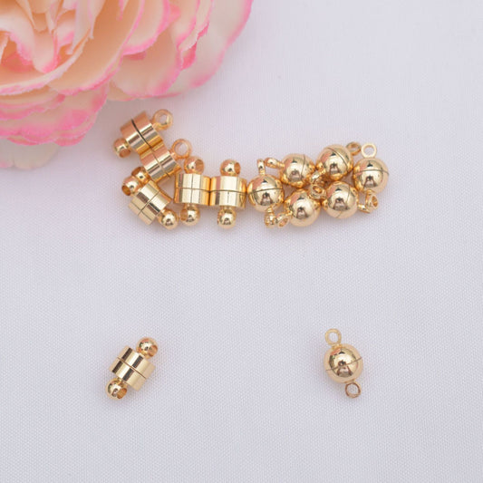 10PCS 14K Gold Filled Magnet Clasps Ball Cylinder With Loop White Gold Silver For Jewelry Making Finding Kits Repair Clasps Doki Decor   