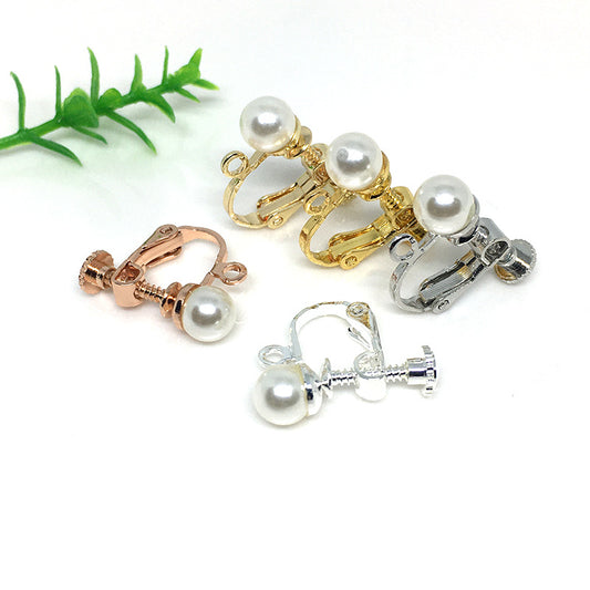 20PCS 14K Gold Filled Pearl Screw Clip-On Earring Converter Spring Findings Components Pads White Gold Silver Rose Gold Clip-On Earrings Doki Decor   