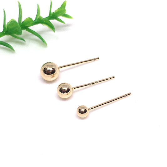 50PCS 14K Gold Filled S925 Earrings Studs Ball Bead White Gold Rose Gold Earring Posts Blank Jewelry Findings Earrings Studs Doki Decor   