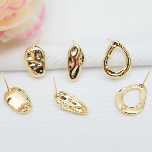 10PCS 14K Gold Filled S925 Earrings Studs Baroque White Gold Earring Posts Blank Jewelry Findings Earrings Studs Doki Decor   