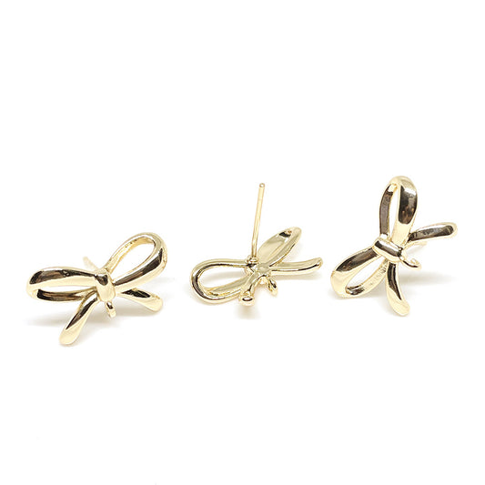 10PCS 14K Gold Filled S925 Earrings Studs Bow Tie With Loop White Gold Earring Posts Blank Jewelry Findings Earrings Studs Doki Decor   