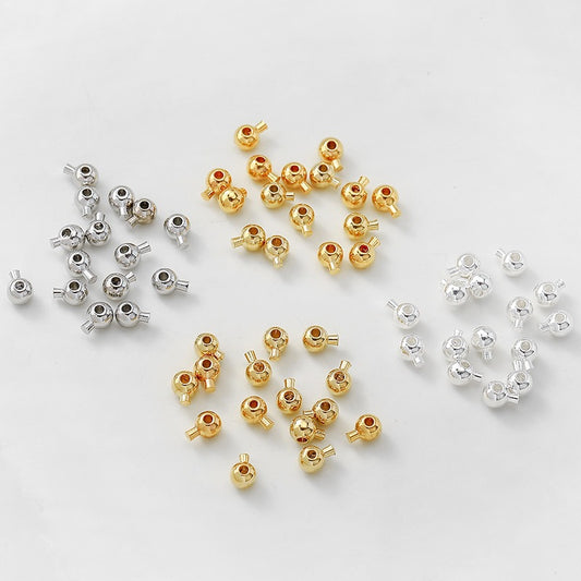 100PCS 18K Gold Filled Jewelry Clasps Crimp Bead Covers Kits Ball White Gold Silver Findings Repair Clasps Doki Decor 14K Gold  