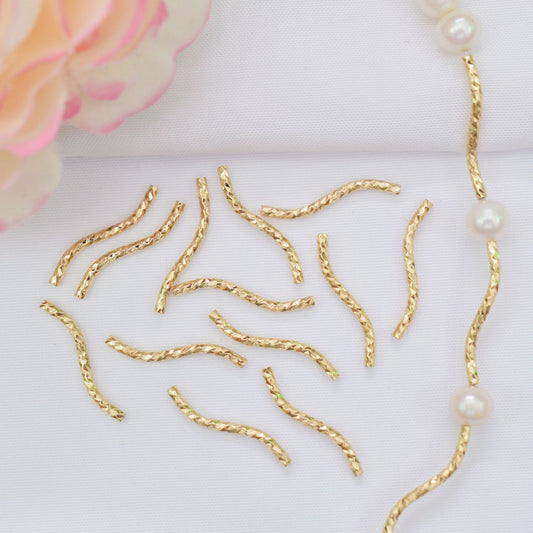 100PCS 18K Gold Filled Bracelet Chains Tube Pattern Bent Rose Gold Silver For Jewelry Making Kit Chains Doki Decor   