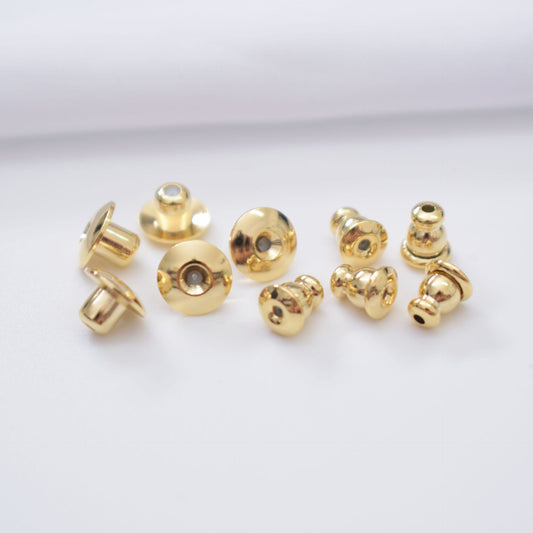 50PCS 18K Gold Filled Earring Backs Hat Bullet Ear Stoppers White Gold Rose Gold Silver Replacement For Jewelry Making DIY Earrings Backs Doki Decor   