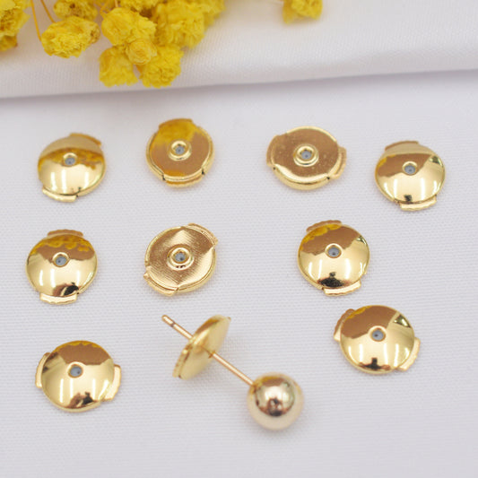10PCS 18K Gold Filled Earring Backs Round Flat Silicone Press Ear Stoppers White Gold Rose Gold Replacement For Jewelry Making DIY Earrings Backs Doki Decor   