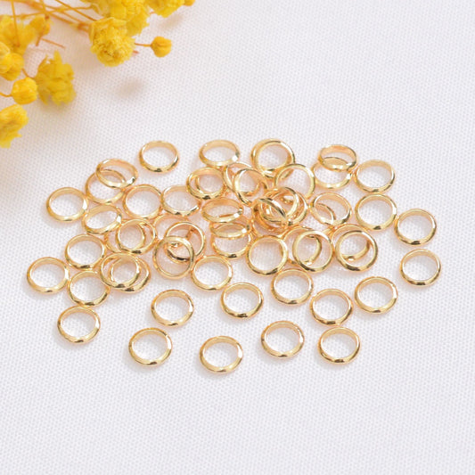 100PCS 18K Gold Filled Jump Rings Circle Closure 4mm 5mm 6mm White Gold Silver Connecting Split DIY Jewelry Making Supplies Jump Rings Doki Decor   