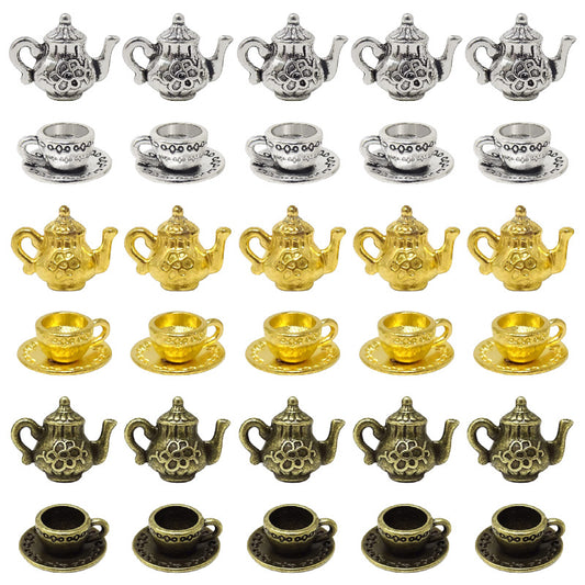20PCS 18K Gold Filled Pendants Kettle Teapot Coffee Cup For Jewelry Making Findings Supplies DIY Pendants Doki Decor   