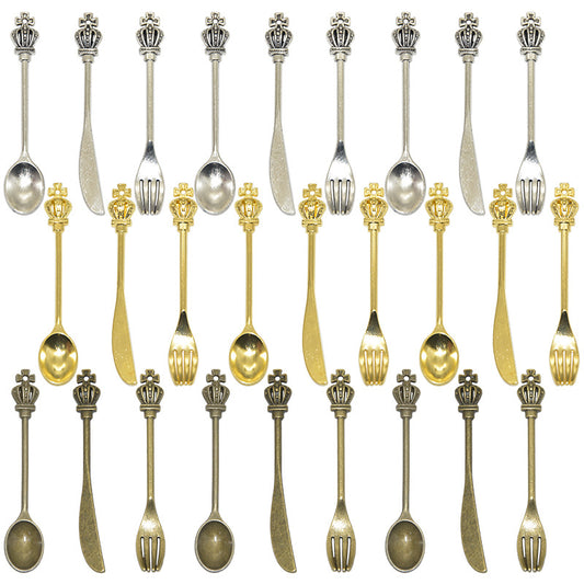 50PCS 18K Gold Filled Pendants Knife Fork Spoon Crown For Jewelry Making Findings Supplies DIY Pendants Doki Decor   
