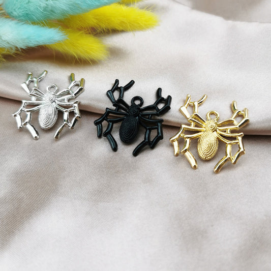 10PCS 18K Gold Filled Pendants Spider Halloween Jewelry Making Findings Supplies DIY Pendants Doki Decor 18K Gold  