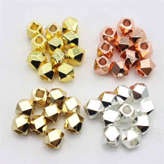 100PCS 18K Gold Filled Spacer Beads Irregular Diamond Silver Rose Gold Large Hole For Jewelry Making Finding Kits Beads Doki Decor   