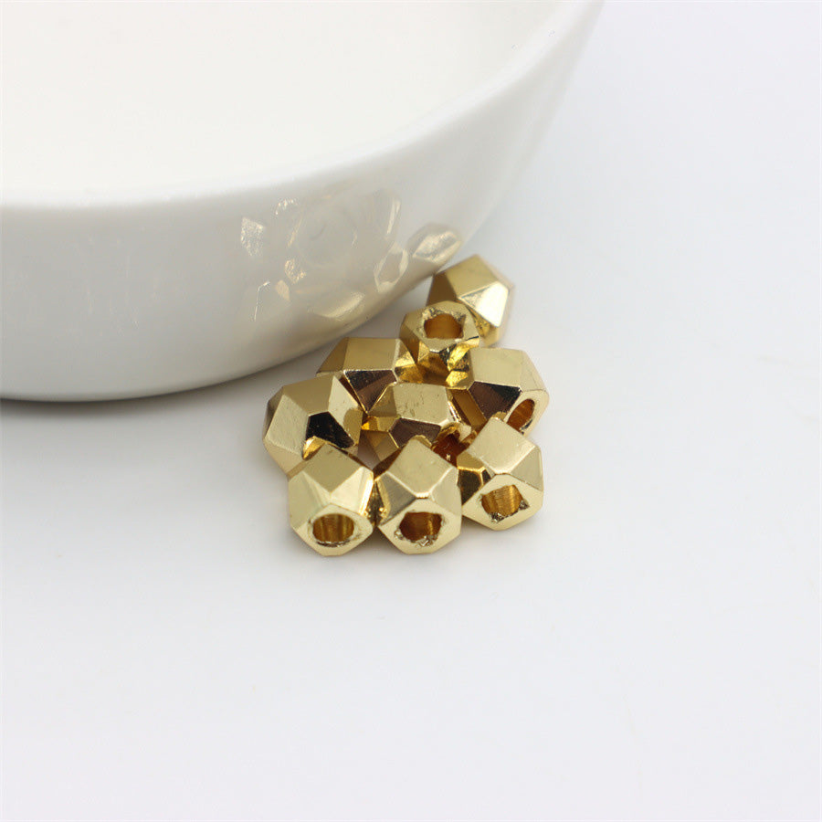 100PCS 18K Gold Filled Spacer Beads Irregular Diamond Silver Rose Gold Large Hole For Jewelry Making Finding Kits Beads Doki Decor 14K Gold 2.5mm 