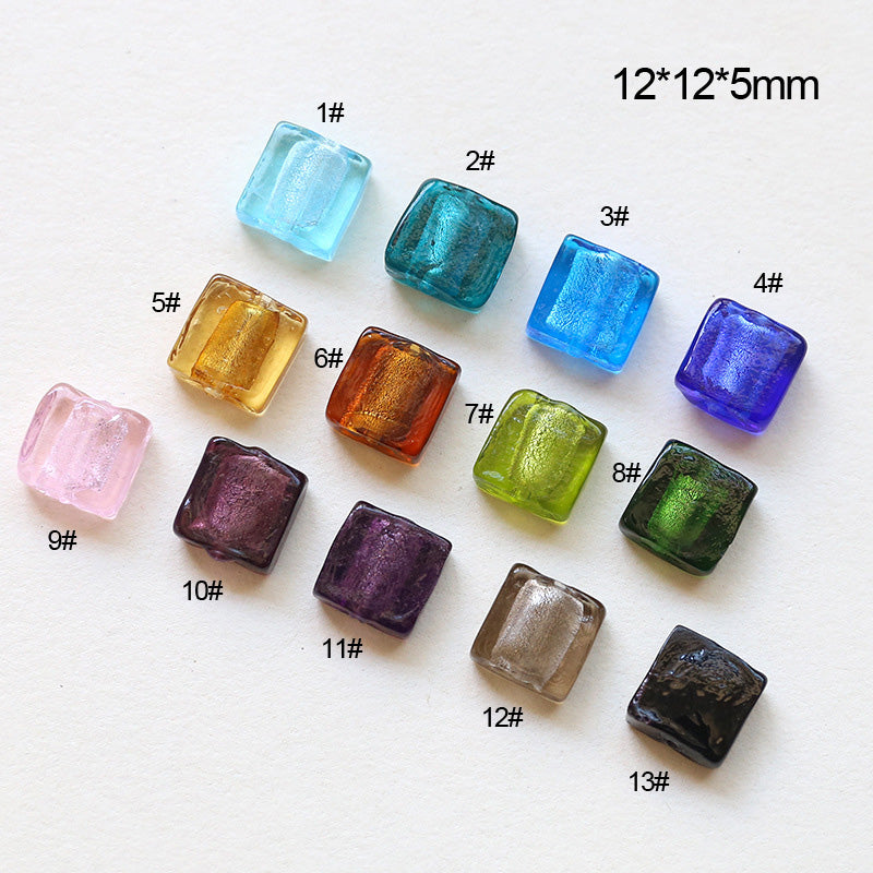 10PCS 18K Gold Filled Spacer Beads Sugar Cube Glaze Transparent Large Hole Charms Jewelry Making Findings Supplies Beads Doki Decor 1  