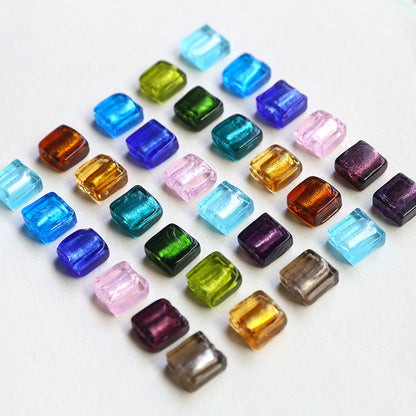 10PCS 18K Gold Filled Spacer Beads Sugar Cube Glaze Transparent Large Hole Charms Jewelry Making Findings Supplies Beads Doki Decor   