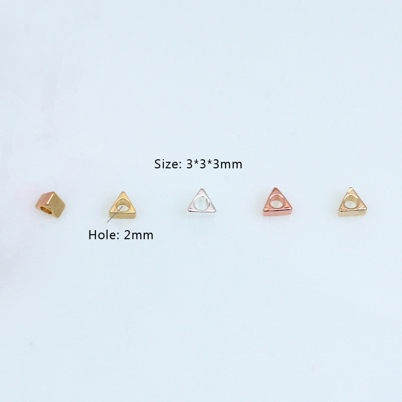 100PCS 18K Gold Filled Spacer Beads Triangle Silver Rose Gold Large Hole For Jewelry Making Finding Kits Beads Doki Decor   