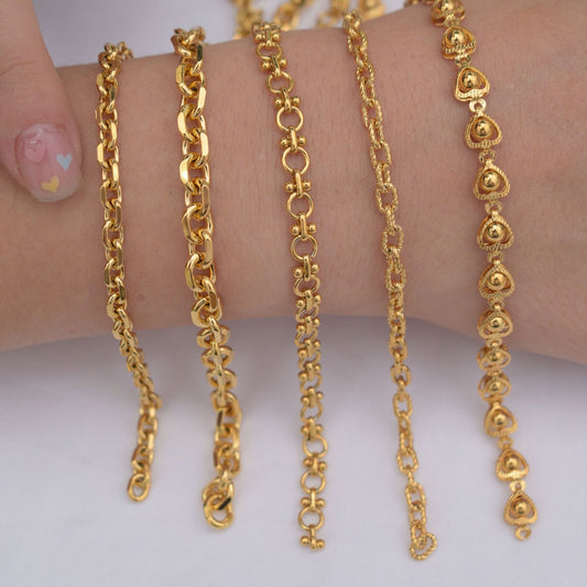 6.56 Feet/2M 24K Gold Filled Circle Heart Necklace Bracelet Chains Roll For Jewelry Making Kit Chains Doki Decor   