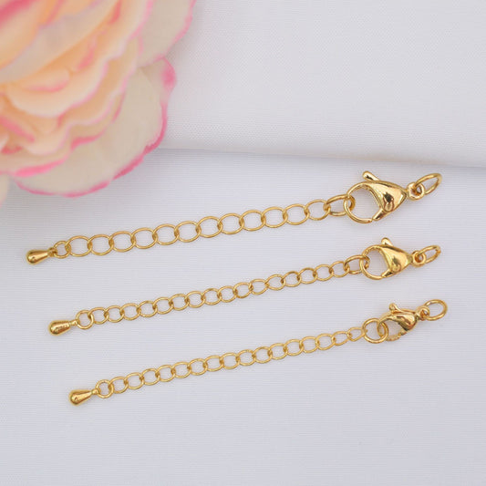 10PCS 24K Gold Filled Extend Chains Extenders With Lobster Claw Clasps For Jewelry Making Finding Kits Repair Clasps Doki Decor   