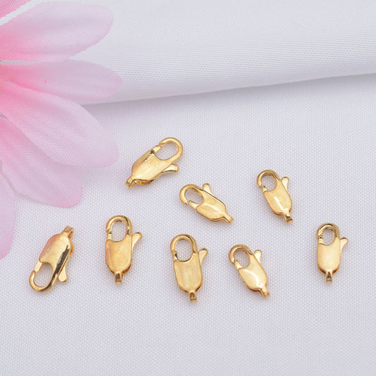 20PCS 24K Gold Filled Lobster Claw Clasps 10mm 12mm For Jewelry Making Finding Kits Repair Clasps Doki Decor   