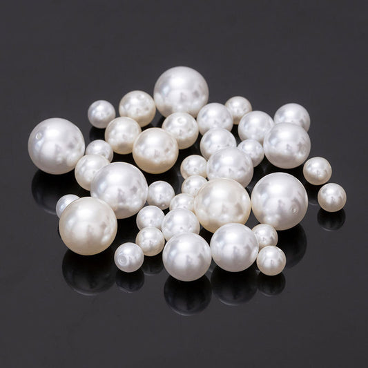 100PCS ABS Plastic Pearls Round With Half Hole For Jewelry Making Wholesale Pearls Doki Decor   