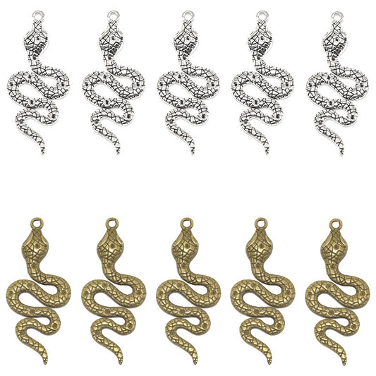 10PCS Alloy Pendants Snake For Jewelry Making Findings Supplies DIY Pendants Doki Decor   