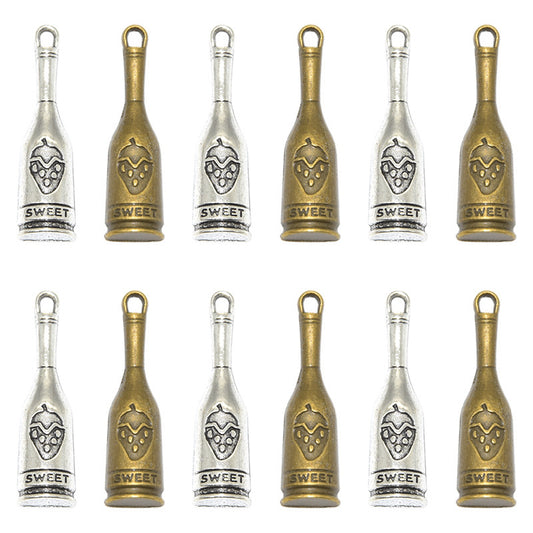 100PCS Alloy Pendants Wine Bottle Bronze Silver Jewelry Making Findings Supplies DIY Pendants Doki Decor   
