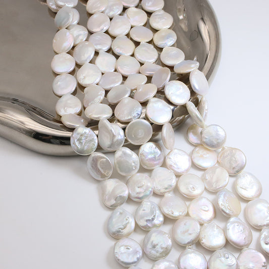 2 Chains Natural Freshwater Pearls Flat Button Baroque Irregular With Hole Luxury For Jewelry Making Pearls Doki Decor   