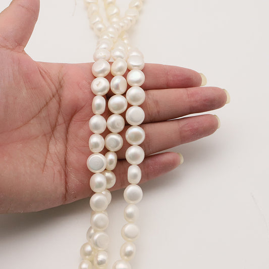 80PCS Natural Freshwater Pearls Flat Button Round With Hole Luxury For Jewelry Making Pearls Doki Decor   