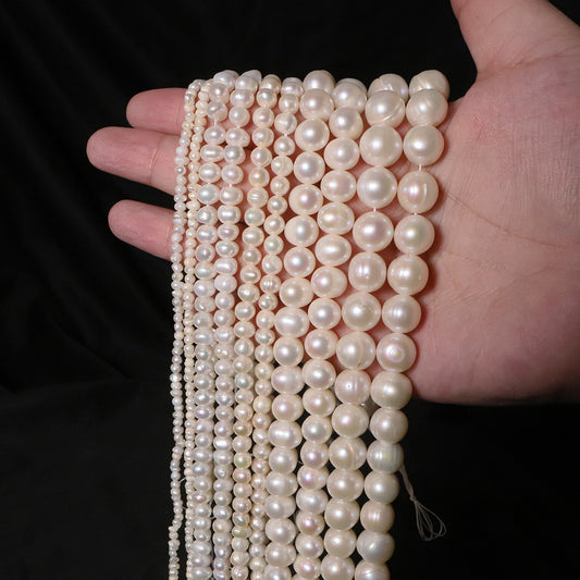 2 Chains Natural Freshwater Pearls Round White Pink Purple 3mm-10mm With Hole Luxury For Jewelry Making Pearls Doki Decor   