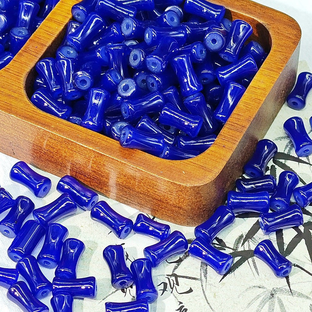 50PCS Natural Glass Bamboo Tube Spacer Beads Large Hole Charms For Jewelry Making DIY Beads Doki Decor 12  