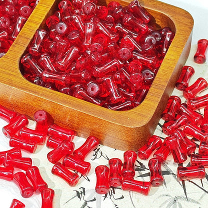 50PCS Natural Glass Bamboo Tube Spacer Beads Large Hole Charms For Jewelry Making DIY Beads Doki Decor 13  