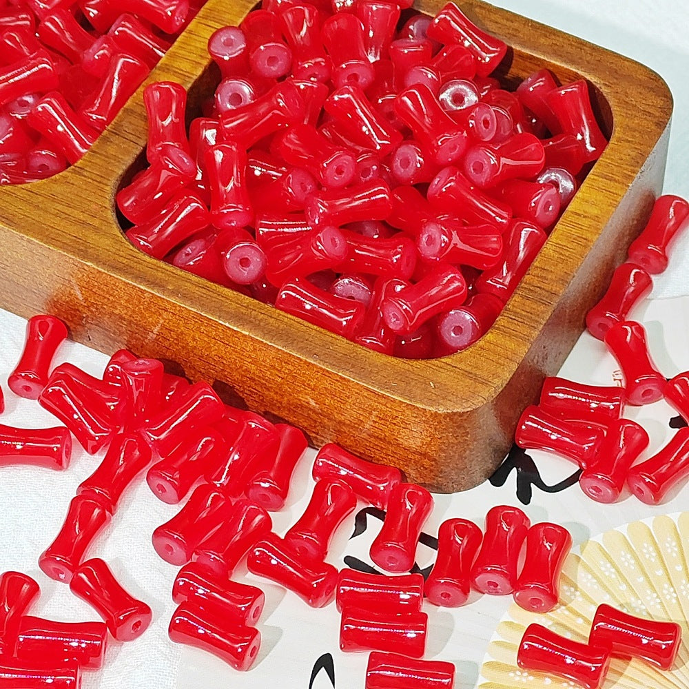 50PCS Natural Glass Bamboo Tube Spacer Beads Large Hole Charms For Jewelry Making DIY Beads Doki Decor 14  