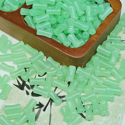 50PCS Natural Glass Bamboo Tube Spacer Beads Large Hole Charms For Jewelry Making DIY Beads Doki Decor 18  