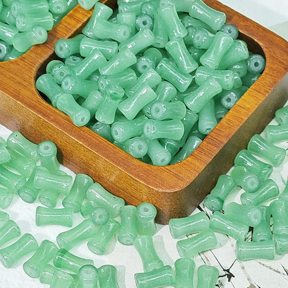 50PCS Natural Glass Bamboo Tube Spacer Beads Large Hole Charms For Jewelry Making DIY Beads Doki Decor 6  
