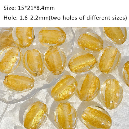 10PCS Natural Glaze Spacer Beads Ball Gold Foil Glass Transparent Large Hole For Jewelry Making Finding Kits Beads Doki Decor 6  
