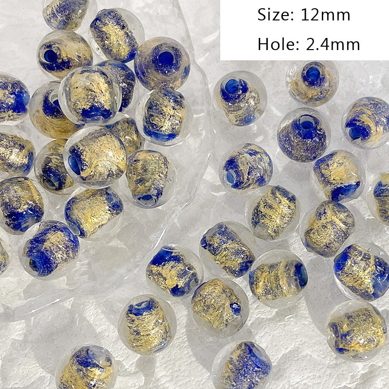 10PCS Natural Glaze Spacer Beads Ball Gold Foil Glass Transparent Large Hole For Jewelry Making Finding Kits Beads Doki Decor 1  