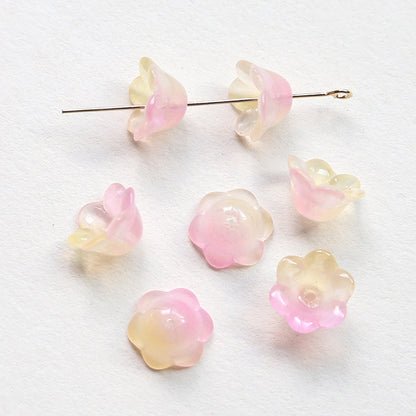 10PCS Natural Glaze Spacer Beads Pearls Tray Flower Glass With Hole For Jewelry Making Finding Kits Beads Doki Decor Pink Yellow  