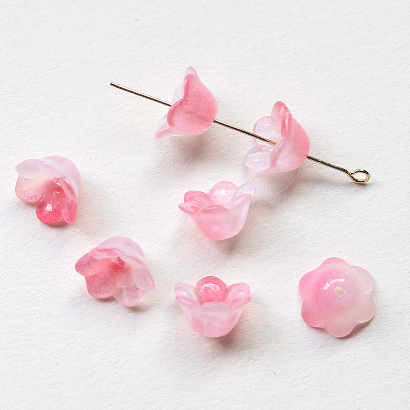 10PCS Natural Glaze Spacer Beads Pearls Tray Flower Glass With Hole For Jewelry Making Finding Kits Beads Doki Decor Pink  