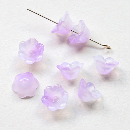 10PCS Natural Glaze Spacer Beads Pearls Tray Flower Glass With Hole For Jewelry Making Finding Kits Beads Doki Decor Purple  